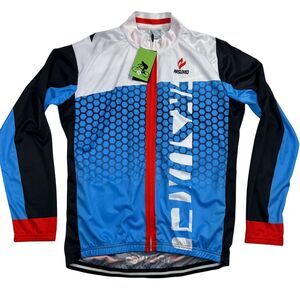 Arsuxeo Mens Cycling Jersey Top Blue & White Long Sleeve XXL NWT‎